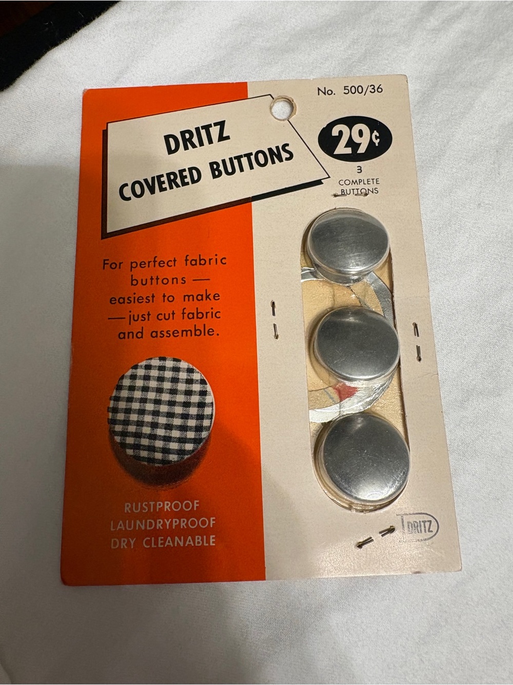 Dritz Covered Metal Buttons - Silver Finish (Pack of 3)
